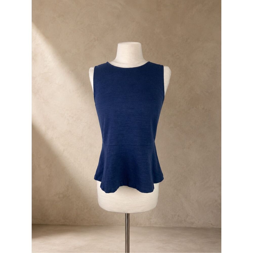 J. CREW blouse | navy | zipper | peplum | sleeveless | business casual | small